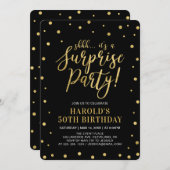海軍と金ゴールド |アダルト50thサプライズ誕生日パーティー 招待状 (正面/裏面)
