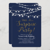 海軍と金ゴールド |サプライズ60th誕生日パーティー 招待状 (正面/裏面)