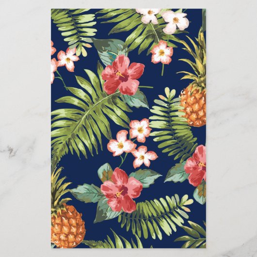 海軍と金ゴールド |トロピカルサマー結婚のメニューカード (裏面)