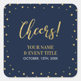 海軍と金ゴールド |モダン応援大人誕生日のお気に入り スクエアシール