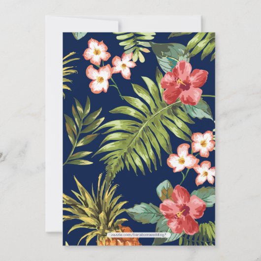 海軍と金ゴールド |夏のウェディングシャワー招待状 招待状 (裏面)