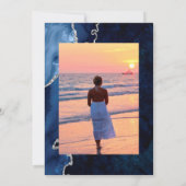 海軍と銀のアゲートお祝いのライフ写真 招待状 (裏面)