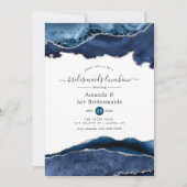 海軍と銀のアゲートブリデスメイド昼食会 招待状 (正面)