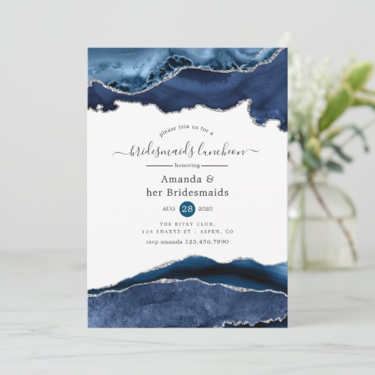 海軍と銀のアゲートブリデスメイド昼食会 招待状 (スタンド正面)