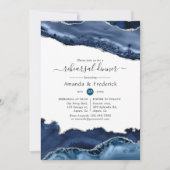 海軍と銀のアゲート結婚トのリハーサルディナー 招待状 (正面)