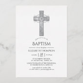 海軍と銀のバプテスマまたは《キリスト教》洗礼式や命名式のフィリグリーF 箔招待状 (裏面)