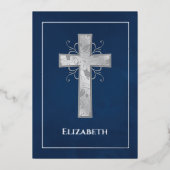 海軍と銀のバプテスマまたは《キリスト教》洗礼式や命名式の映画 箔招待状 (正面)