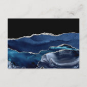 海軍と銀の瑪瑙の結婚式のレセプション エンクロージャーカード (裏面)