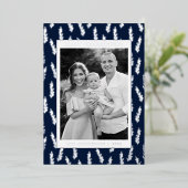 海軍と銀の葉の写真サンクスギビング 箔シーズンカード (立ち正面)