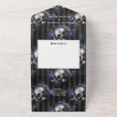 海軍と銀ゴシック様式のフローラ結婚ズ オールインワン招待状 (外側)
