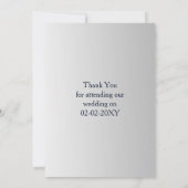 海軍と銀水色の花結婚色 招待状 (裏面)