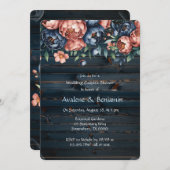 海軍と銅牡丹の木結婚のカップルのシャワー 招待状 (正面/裏面)