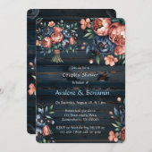 海軍と銅牡丹ウッドカップルシャワー 招待状 (正面/裏面)