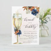 海軍と錆びボホフラワーブランチと泡立ち 招待状 (スタンド正面)