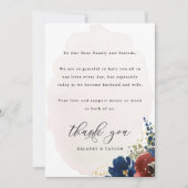 海軍と錆び水色ボホフローラテーブルカード 招待状 (正面)