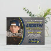 海軍と黄色の黒板卒業発表 招待状 (スタンド正面)