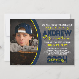 海軍と黄色の黒板卒業発表 招待状