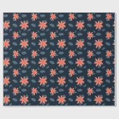 海軍のはっきりした背景休日にポインセチア花 ラッピングペーパー (フラット)