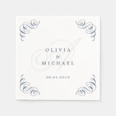 海軍のエレガントヴィンテージは書道を盛ん結婚だ スタンダードカクテルナプキン (正面)