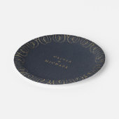 海軍のエレガントヴィンテージは書道を盛ん結婚だ ペーパープレート (アングル)