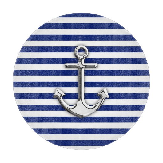 海軍のクロムいかりは縞で飾ります カッティングボード (正面)