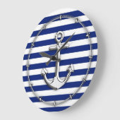 海軍のクロムいかりは縞で飾ります ラージ壁時計 (傾斜)