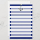 海軍のクロムいかりは縞で飾ります 便箋 (正面/裏面)