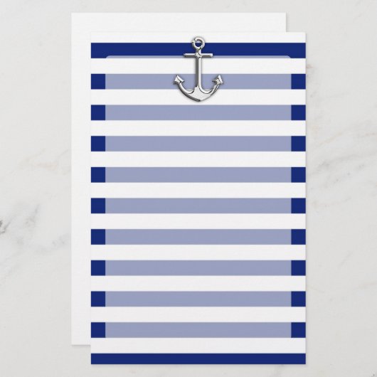 海軍のクロムいかりは縞で飾ります 便箋 (正面/裏面)