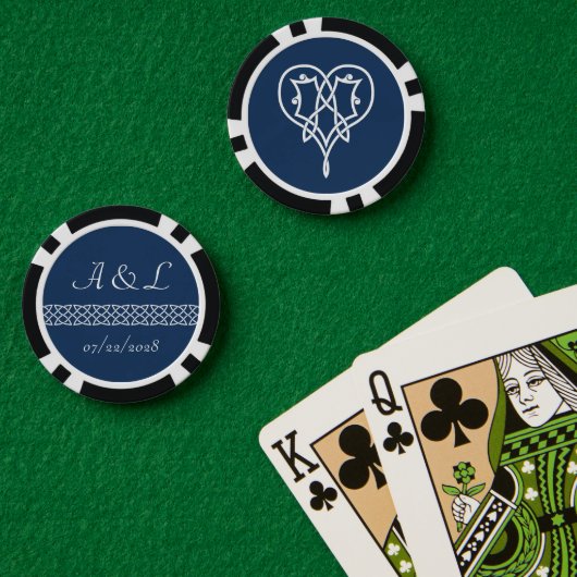 海軍のケルト織りハート ポーカーチップ (ポーカーテーブル (ダブル))