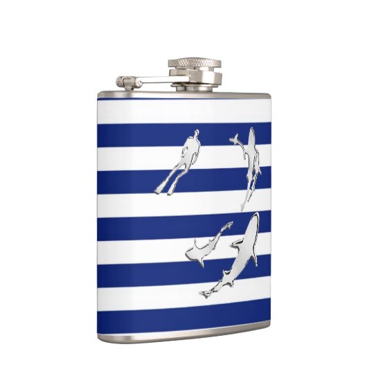 海軍のサメのクロムダイバーストライプ フラスク (右)