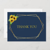 海軍のサンキューカードに結婚ひまわり ポストカード (正面/裏面)