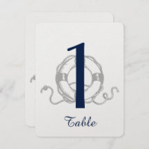 海軍のシルバーアンカーのビーチウェディングテーブルナンバー