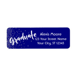 海軍のシルバー紙吹雪付き「卒業」 ラベル