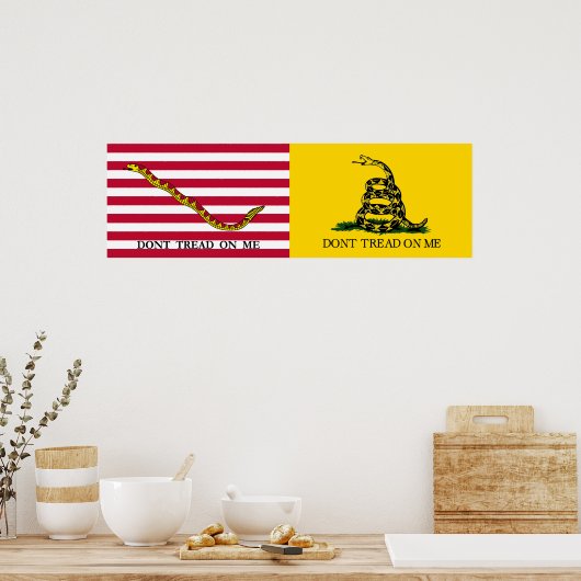 海軍のジャックとガッズデンの旗 – 1775年頃 – 76 ポスター (キッチン)