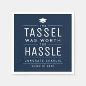 海軍のタッセルは面倒な卒業式の価値があった スタンダードカクテルナプキン (正面)