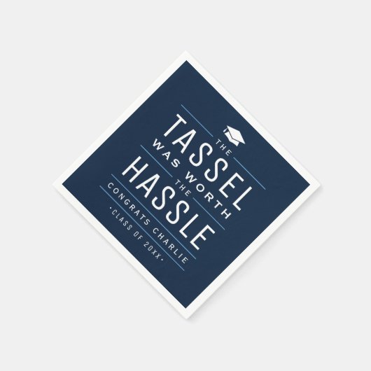 海軍のタッセルは面倒な卒業式の価値があった スタンダードカクテルナプキン (角)