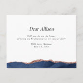 海軍のバラの金ゴールドが上がれば私の花嫁になる インビテーションポストカード (裏面)