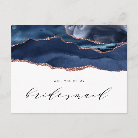 海軍のバラの金ゴールドが上がれば私の花嫁になる インビテーションポストカード (正面)