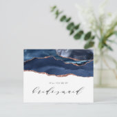 海軍のバラの金ゴールドが上がれば私の花嫁になる インビテーションポストカード (スタンド正面)