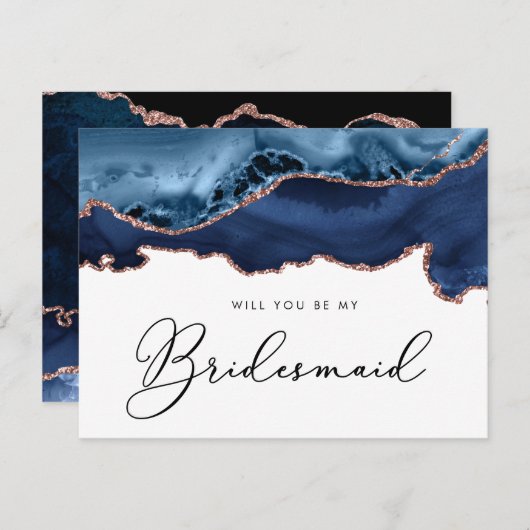 海軍のバラの金ゴールドが上がれば私の花嫁になる インビテーションポストカード (正面/裏面)