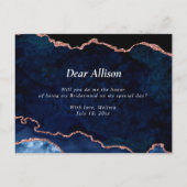 海軍のバラの金ゴールドが上がれば私の花嫁になる インビテーションポストカード (裏面)