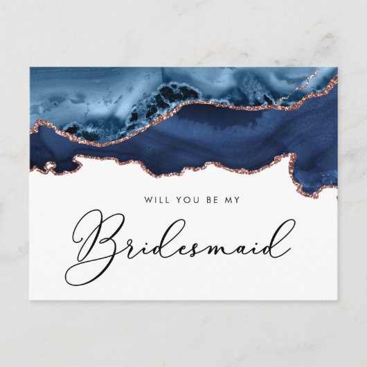 海軍のバラの金ゴールドが上がれば私の花嫁になる インビテーションポストカード (正面)