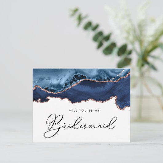 海軍のバラの金ゴールドが上がれば私の花嫁になる インビテーションポストカード (スタンド正面)