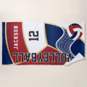 海軍のバレーボール赤と白、 ビーチタオル (正面)