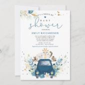 海軍のフローラサファリ動物がベビーシャワーで運転 招待状 (正面)