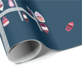 海軍のボートのドックピンクおよび赤 ラッピングペーパー (ロールコーナー)