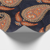 海軍のムガルフローラモチーフ模様 ラッピングペーパー (角)