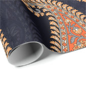 海軍のムガルフローラモチーフ模様 ラッピングペーパー (ロールコーナー)