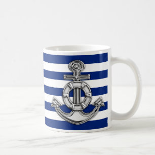 海軍のライフセーバーのようなクロムは縞で飾ります コーヒーマグカップ