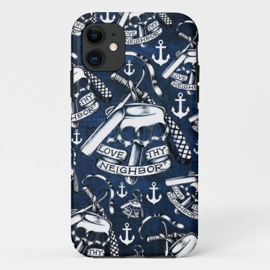 海軍のロカビリーのブラスナックルそしていかり Case-Mate iPhoneケース (裏面)
